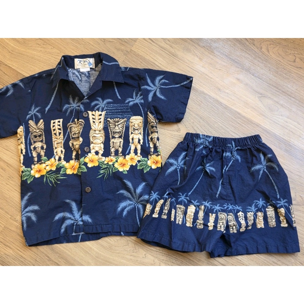 Ky's Hawaiian Shirt And Shorts Set Boys Size 6 Tropical  Made In Hawaii